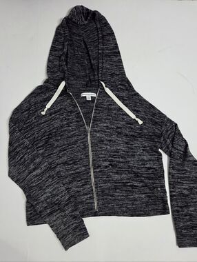 Cozy Lightweight American Eagle Zip-Up Hoodie in Charcoal